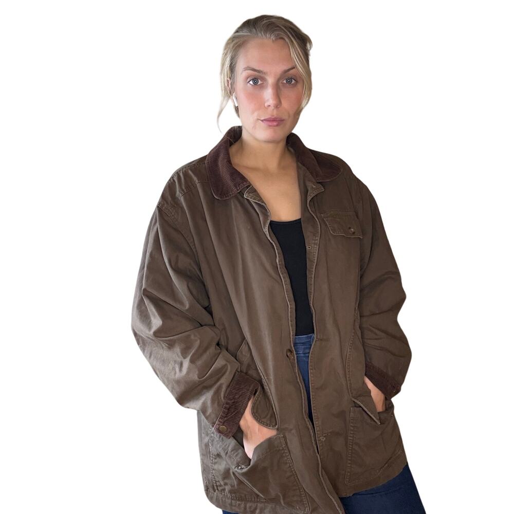 Vintage Aberdeen Men's XL Jacket Brown Corduroy Lined Plaid Outdoors Camp Lumber